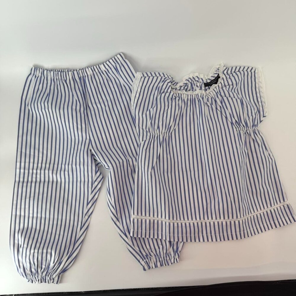 Victoria Beckham Target Blue Stripe Poplin Baby Set Outfit 24 Months - NWOT